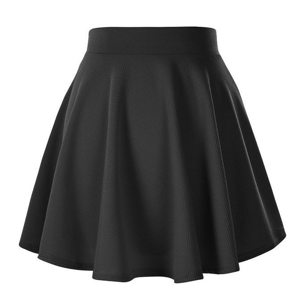 Women's Basic Solid Versatile Stretchy Flared Casual Mini Skater Skirt