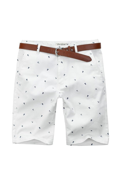Men's Sail Boat Printed Casual Cotton Flat-front Short