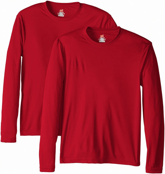 Hanes Men's 2 Pack Long Sleeve Cool Dri T-Shirt UPF 50+