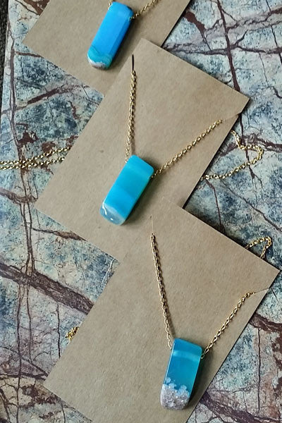 Blue Agate Gemstone Necklace