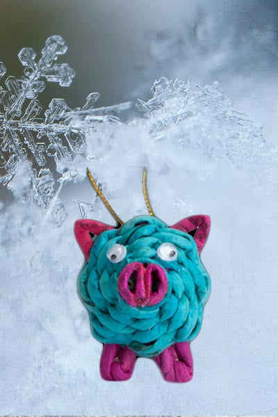 Recycled Paper Ornament - Pig