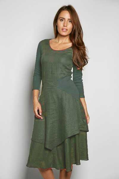 Inizio Linen Dress 3/4 sleeve - Flutter