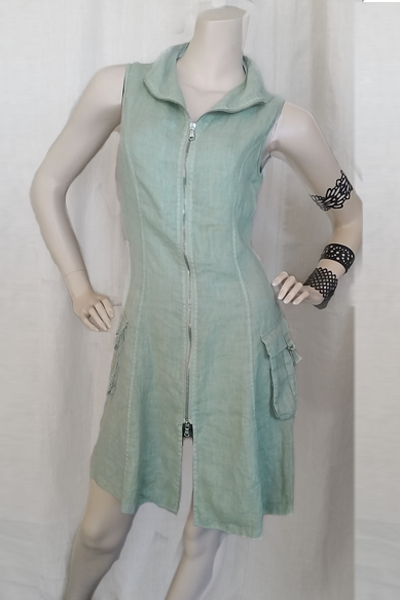 Linen Zipper-Front Dress (Small)