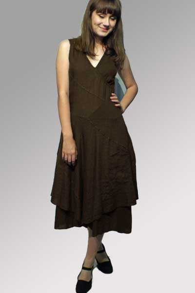 Italian Linen Dress - Flutter V-neck