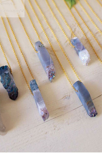 Raw Amethyst Wand Natural Stone Necklace