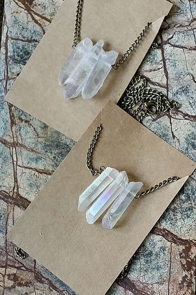 Tri-Aura Crystal Natural Stone Necklace