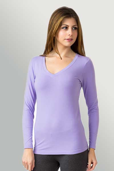 Organic V-neck LS Tee
