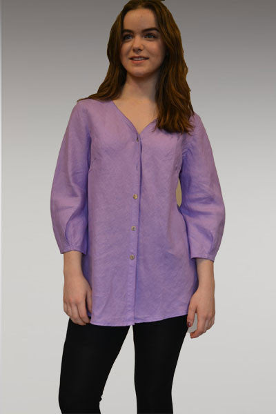 Linen Buttoned Shirt - 3/4 sleeve