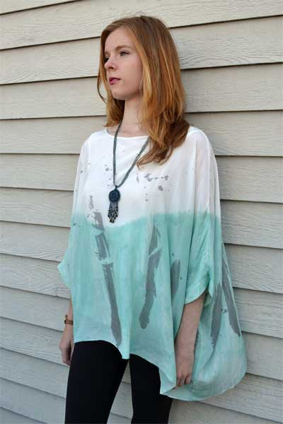 Silk Top - Printed Mint